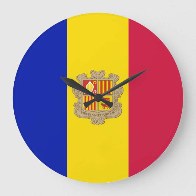 Andorra Flagga Stor Klocka (Framsida)