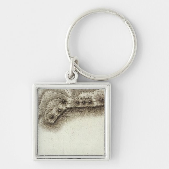 Andorra Fyrkantig Silverfärgad Nyckelring (Framsidan)