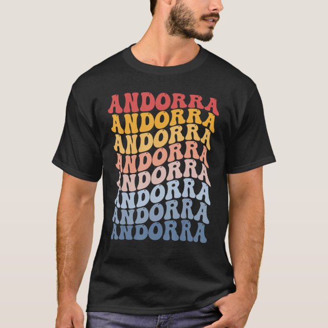 Andorra Groovy Retro Andorran T Shirt (Framsida)
