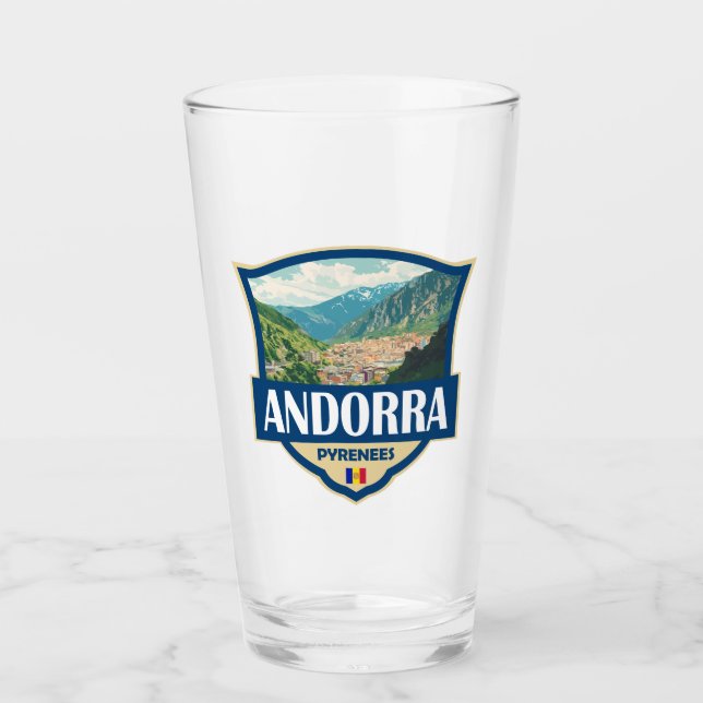 Andorra Illustration Retro Badge Glaskopp (Framsida)