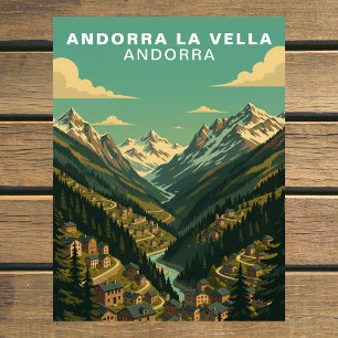 Andorra la Vella, Andorra Retro Alpby Vykort
