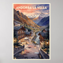 Andorra la Vella Retro Resa Poster