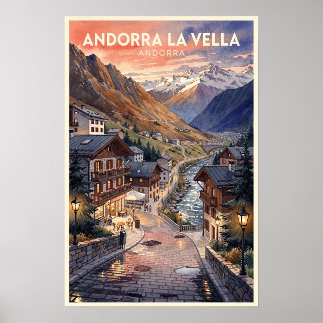 Andorra la Vella Retro Resa Poster (Framsidan)