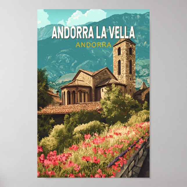 Andorra la Vella Travel Art Vintage Poster (Framsidan)