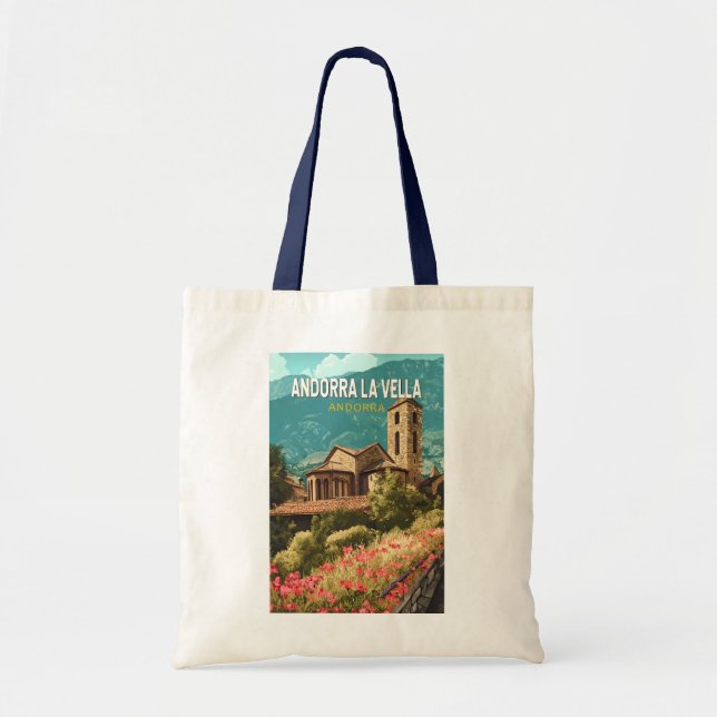 Andorra la Vella Travel Art Vintage Tygkasse (Framsidan)