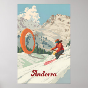 Andorra Ordino Arcalis skidort reseaffisch Poster