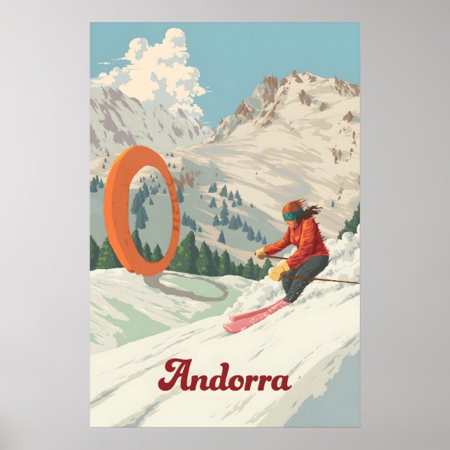 Andorra Ordino Arcalis skidort reseaffisch Poster (Framsidan)