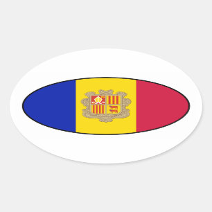 Andorra Oval Flagga Sticker Ovalt Klistermärke