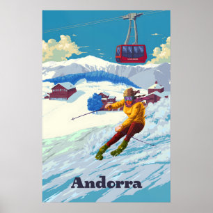 Andorra Pal Arinsal Skidområde Reseskylt Poster
