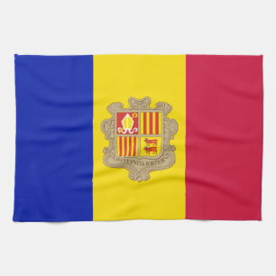 Andorra patriotiska flagga kökshandduk