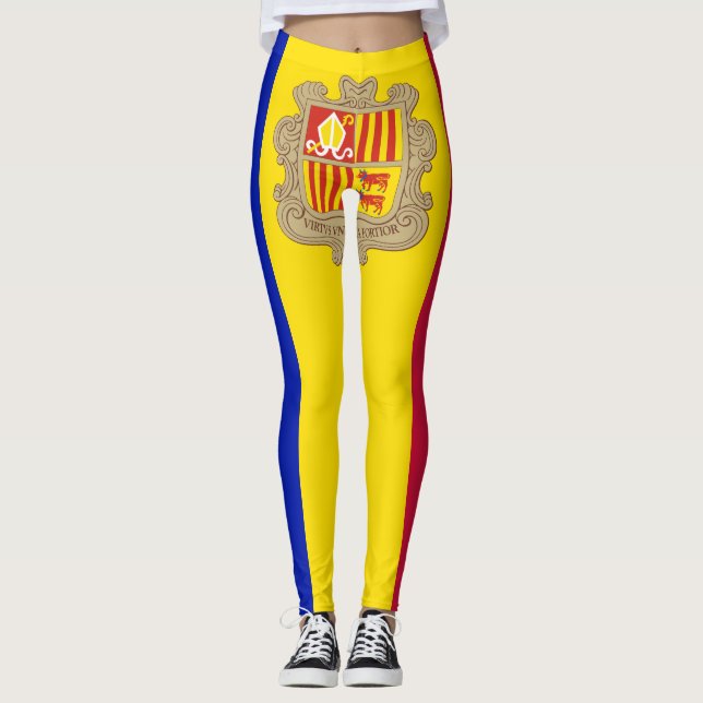 Andorra patriotiska flagga leggings (Framsida)