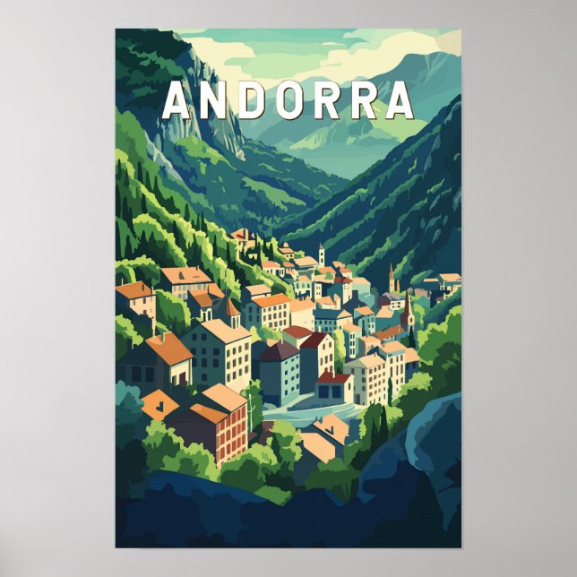 Andorra Resa Konst Vintage Poster (Framsidan)