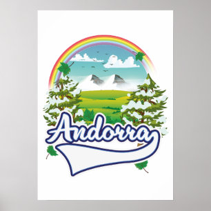 Andorra retro rese logotyp poster