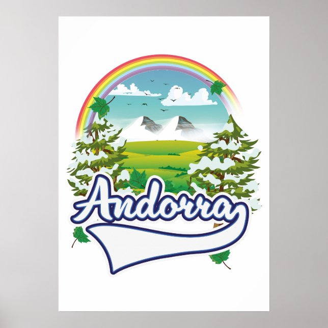 Andorra retro rese logotyp poster (Framsidan)
