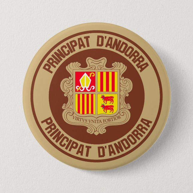 Andorra Round Emblem Knapp (Framsida)