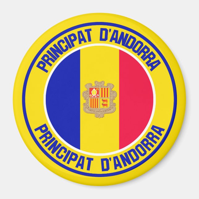 Andorra Round Emblem Magnet (Framsidan)