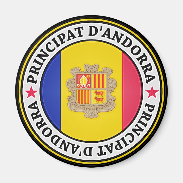 Andorra Round Emblem Magnet (Framsidan)