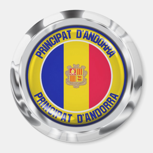 Andorra Round Emblem Magnet (Framsidan)