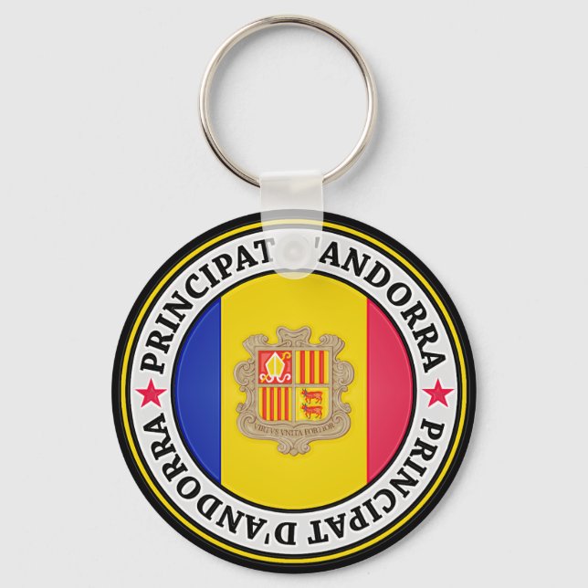 Andorra Round Emblem Nyckelring (Framsida)