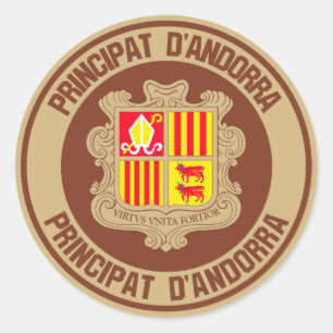Andorra Round Emblem Runt Klistermärke