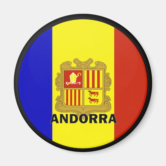 Andorra Roundel quality Flagga Magnet (Framsidan)