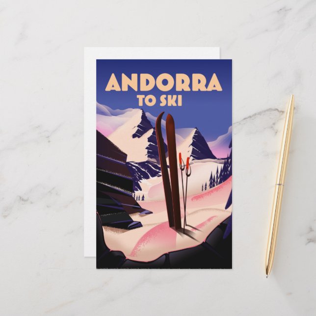 Andorra-skidan poster. brevpapper (Fram/Back In Situ)
