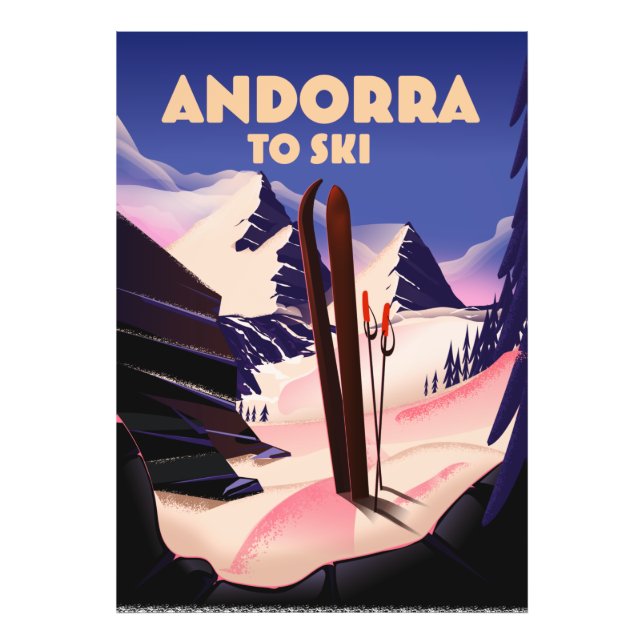 Andorra-skidan poster. fototryck (Framsidan)