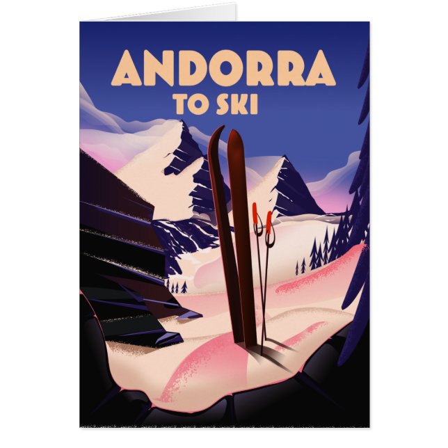 Andorra-skidan poster. hälsningskort (Framsidan)