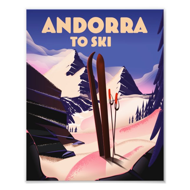 Andorra skidor poster vykort (Framsidan)