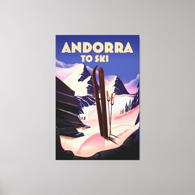 Andorra skidposter. canvastryck (Framsida)