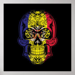 Andorra Skull och Ro Flagga Poster