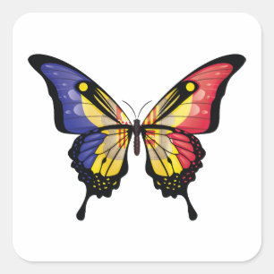 Andorra Swallowtail Butterfly Flagga Sticker Fyrkantigt Klistermärke