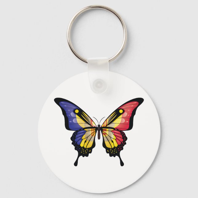 Andorra Swallowtail Butterfly Flagga Sticker Nyckelring (Framsida)