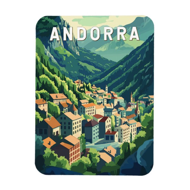 Andorra Travel Art Vintage Magnet (Vertikal)
