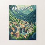 Andorra Travel Art Vintage Pussel<br><div class="desc">Andorra-vektorgrafik,  design. Andorra är en liten oberoende-huvudstad mellan Frankrike och Spanien i Pyrenébergen.</div>