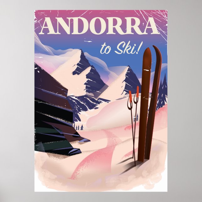 Andorra vintage Ski poster (Framsidan)