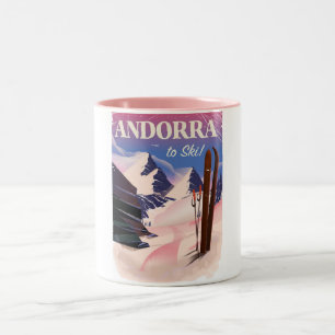 Andorra vintage Ski poster Två-Tonad Mugg