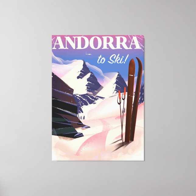 Andorra vintage skidplakat canvastryck (Framsida)