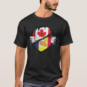 Andorran Canadian Händer Ripping Roots Flagga T Shirt