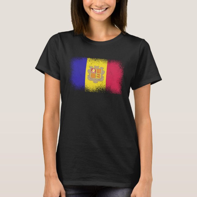 Andorran Flag Andorra  1 T Shirt (Framsida)