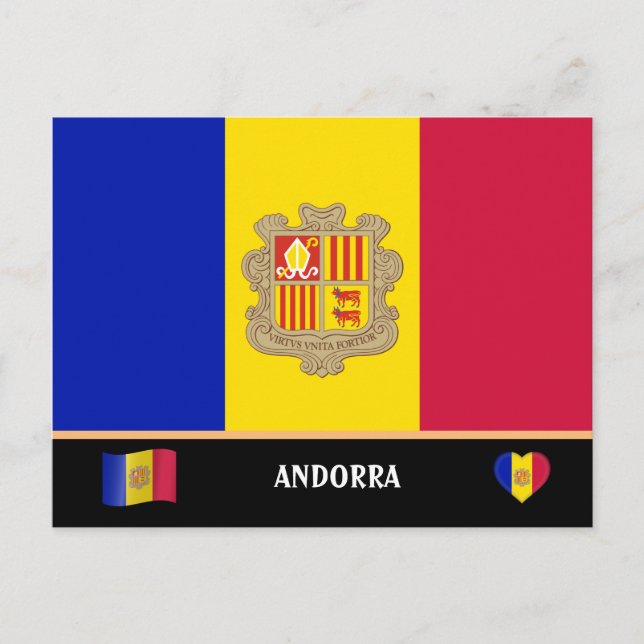 Andorranska flaggan & Andorra land resor / Andorra Vykort (Framsida)