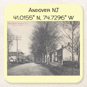 Andover NJ Karta samordnar Vintage Stil Underlägg Papper Kvadrat