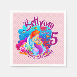 Ändra ålder för Sjöjungfrun Namn Födelsedagsfest A Pappersservett