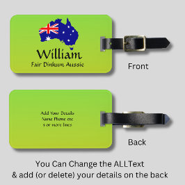 Ändra ALL-text, Fair Dinkum Aussie Flagga Karta Bagagebricka