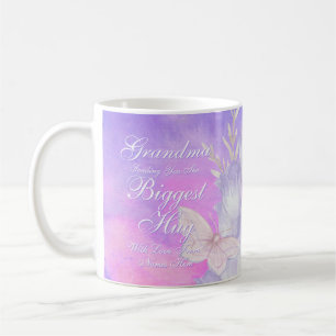 Ändra ALL TEXT Skicka Biggest Hug för Mamma Grandm Kaffemugg
