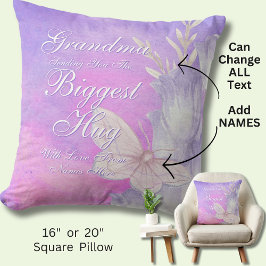 Ändra ALL TEXT Skicka Biggest Hug för Mamma Grandm Kudde