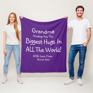 Ändra ALL TEXT Skicka Biggest Hugs i World Grandma Fleecefilt