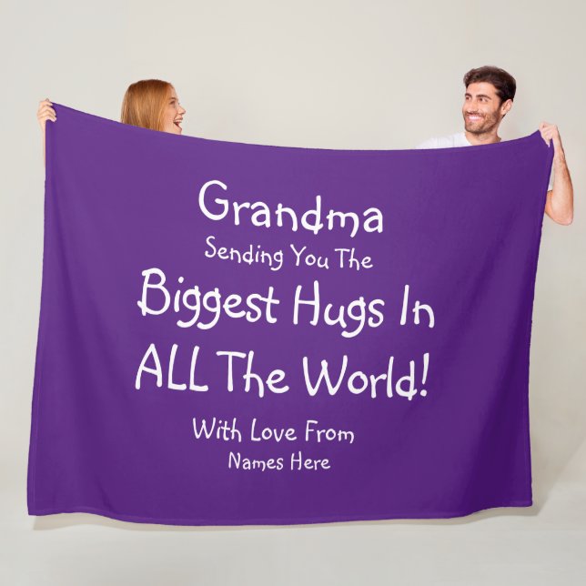 Ändra ALL TEXT Skicka Biggest Hugs i World Grandma Fleecefilt (På plats)