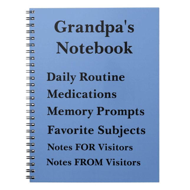 Ändra ALLA Text - Grandfather Dementia Notebook Anteckningsbok (Framsidan)