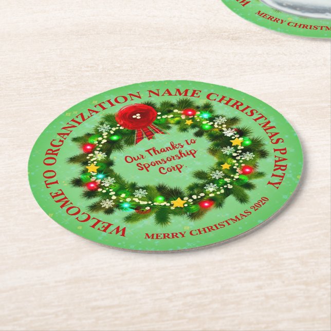 Ändra ALLA Textorganisationens jul Party Underlägg Papper Rund (Vinklad)